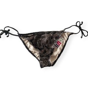 NWT BILLABONG Nayla Tie Side Black Floral Lace Bikini Bottom with Nude Lining